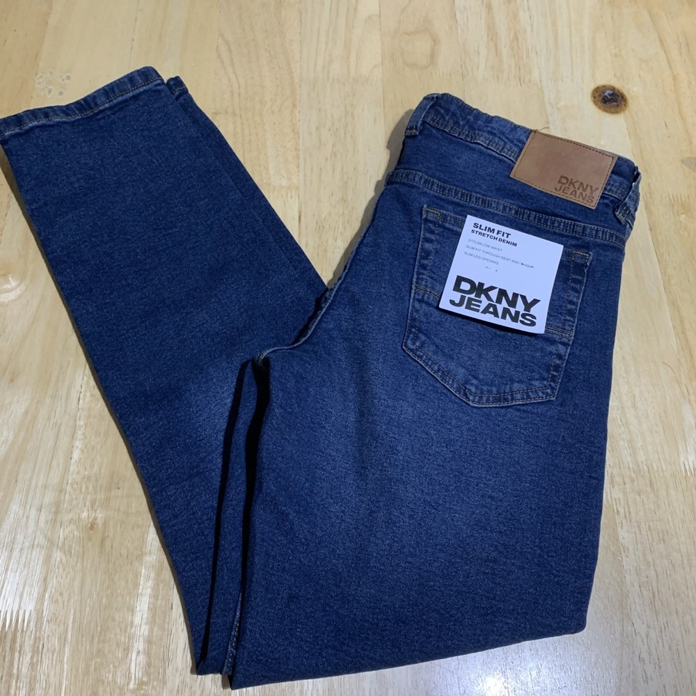 DKNY Men's Blue Denim Bedford Slim Fit 5 Pockets Jeans Size W36X30 L